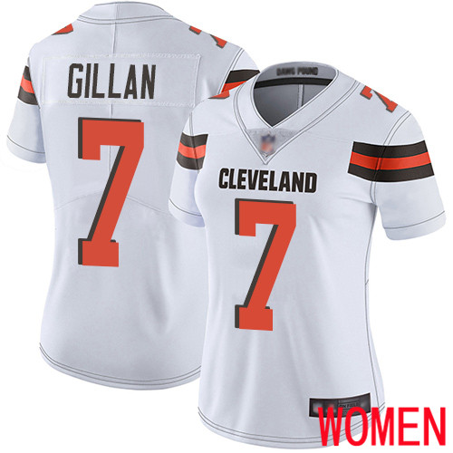 Cleveland Browns Jamie Gillan Women White Limited Jersey #7 NFL Football Road Vapor Untouchable